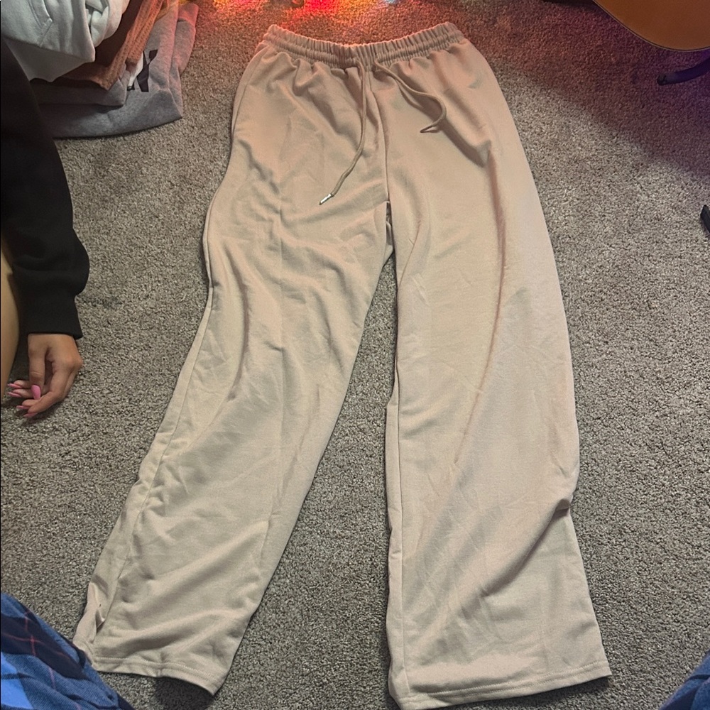 SHEIN Beige Wide-Leg Pants
